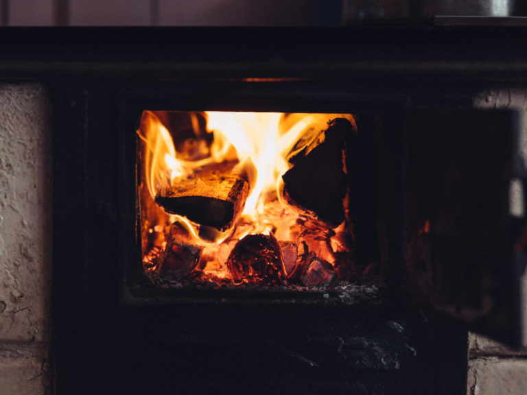 wood burning in a stove